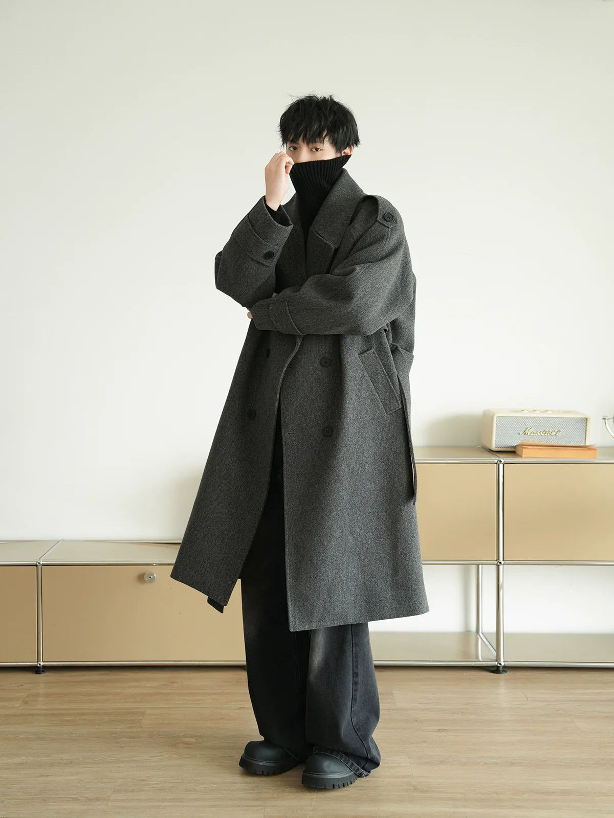 Loose Fit Mid-Length Woolen Coat