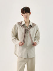 Detachable Shawl Striped Shirt