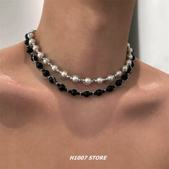 Pearl Beaded Winding Chain Necklace