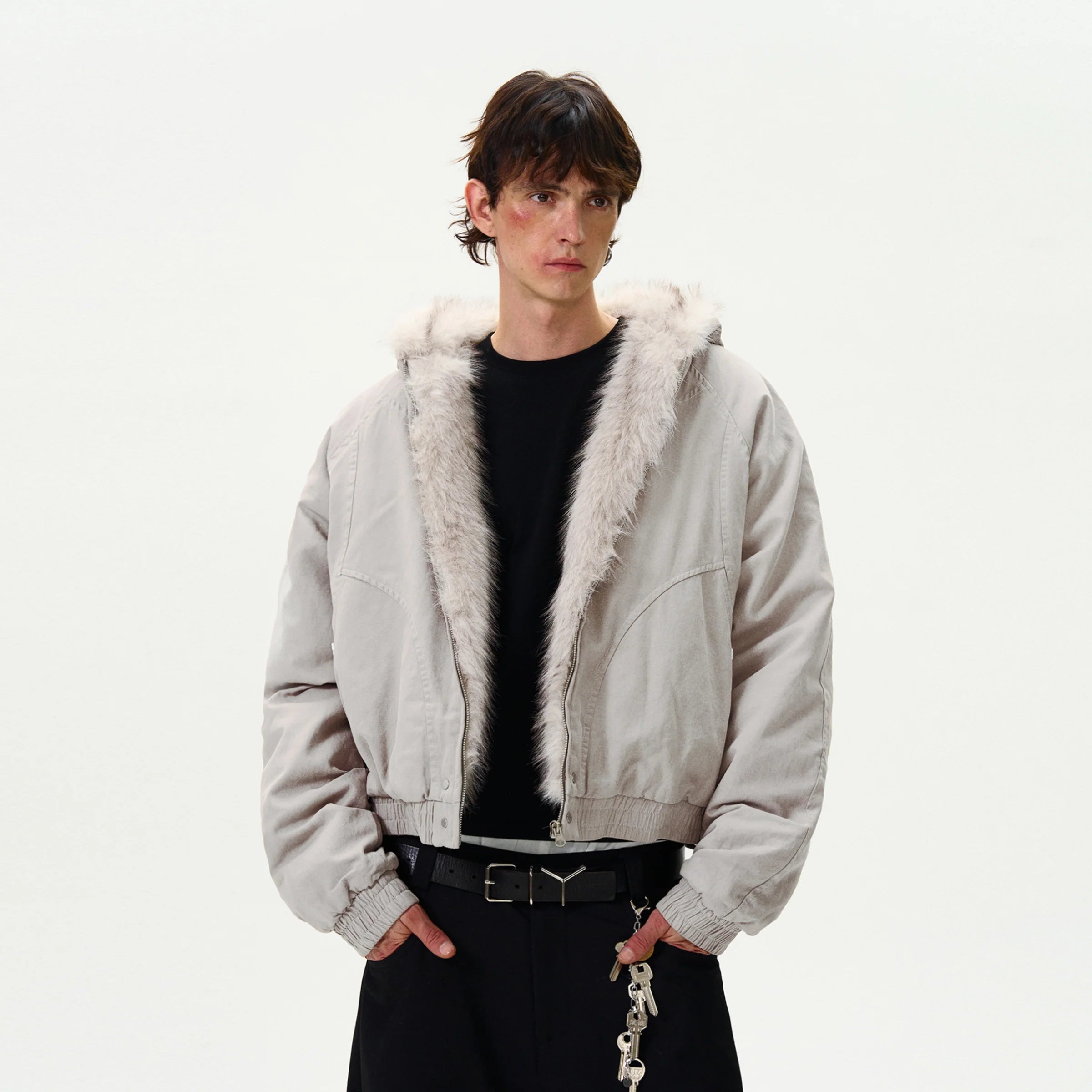 Faux Fur Hooded Insulated Casual Jacket