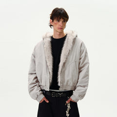 Faux Fur Hooded Insulated Casual Jacket