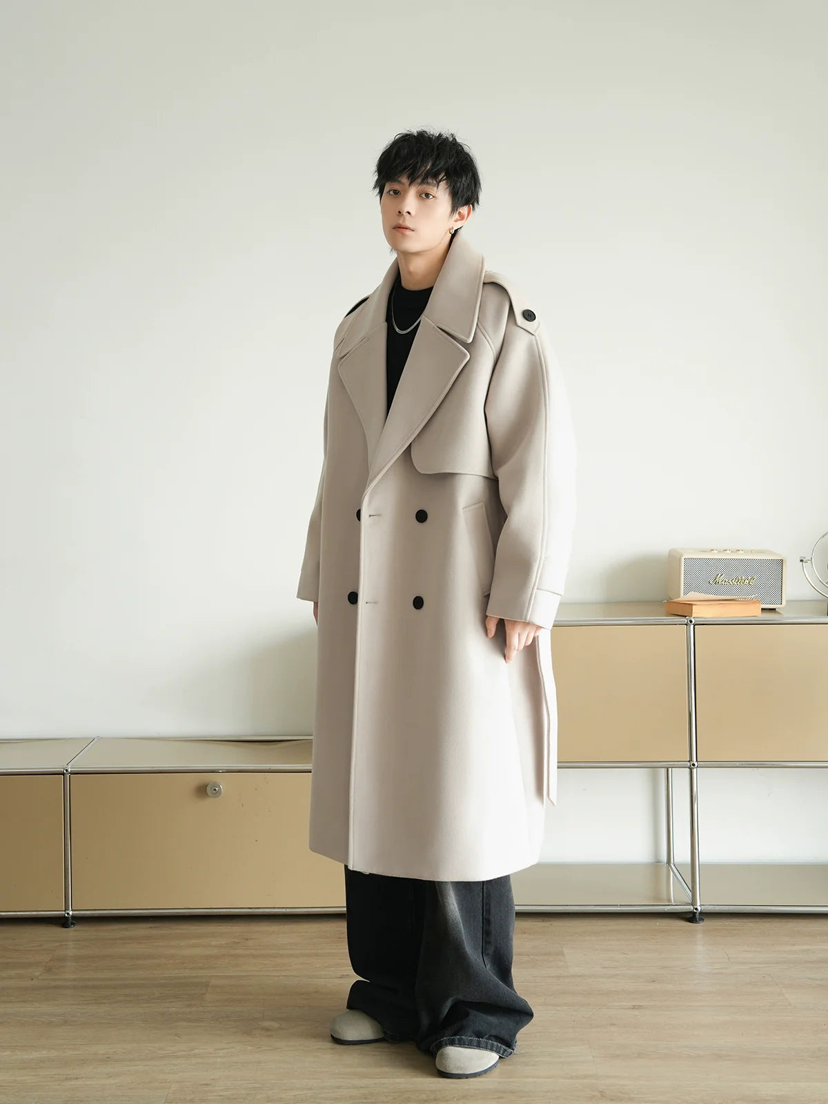 Loose Fit Mid-Length Woolen Coat