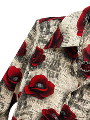 Rose Print Loose Fit Button Up Shirt