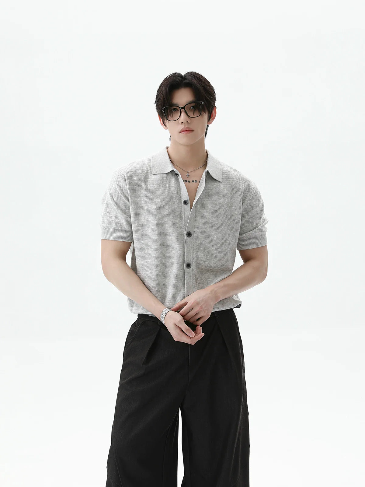 Front buttons Short Sleeve Knit Cardigan