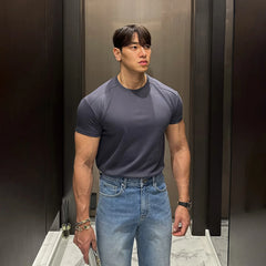 Round Neck Short Sleeve Fitness Shirt