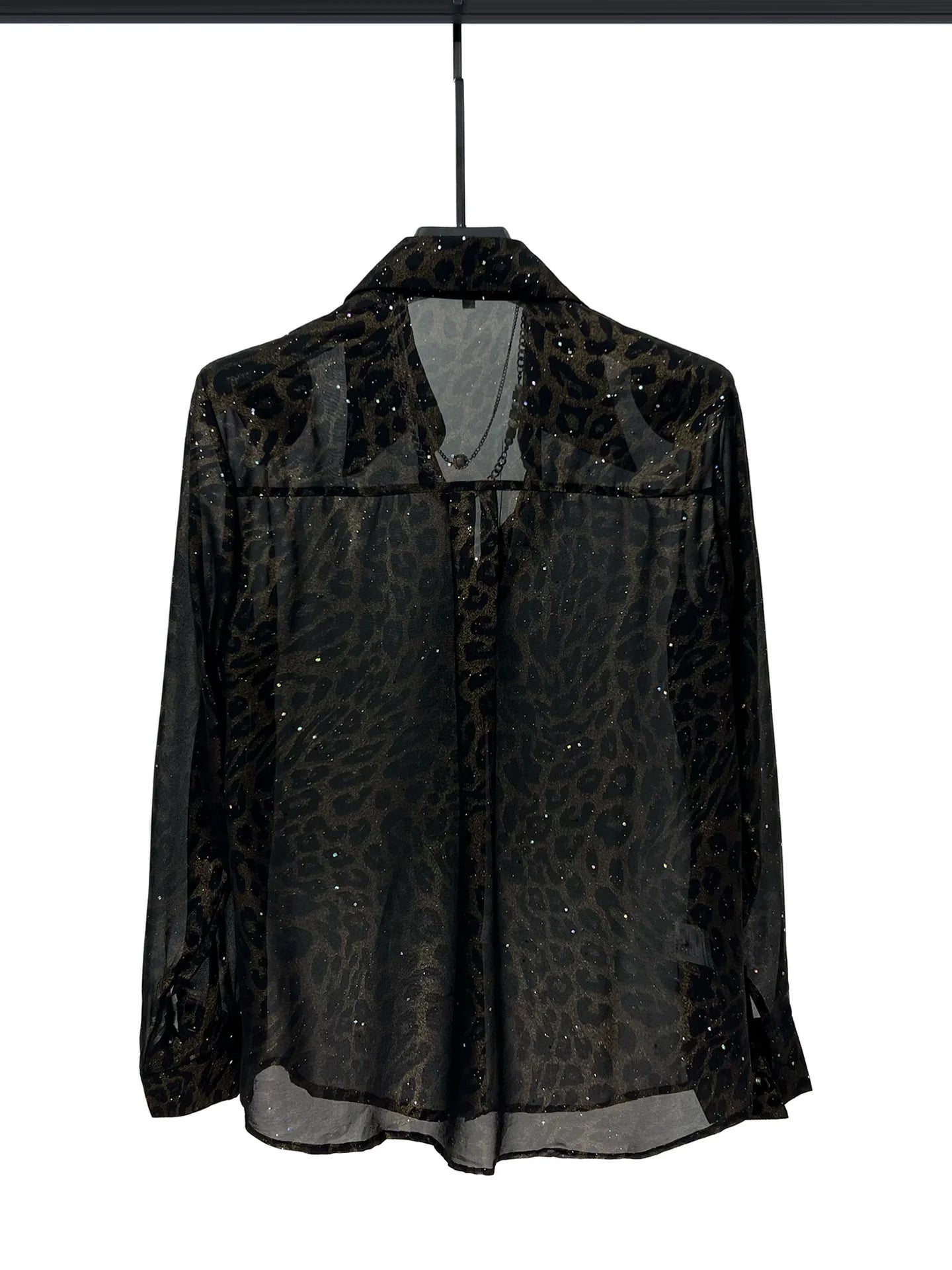 Leopard Print Mesh Quick-Drying Shirt