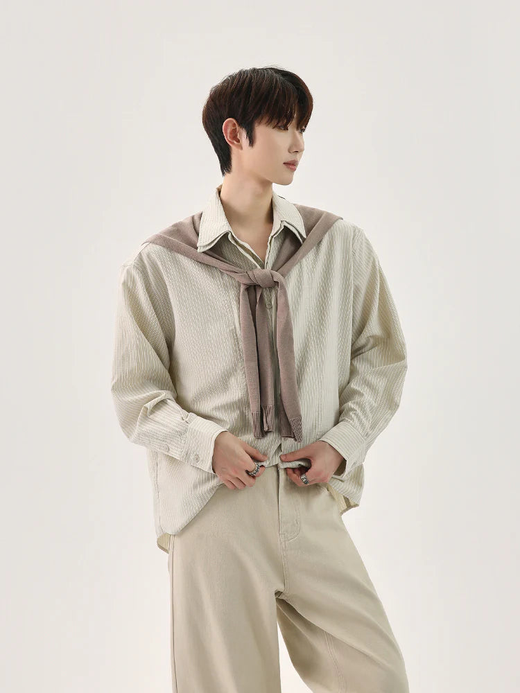 Detachable Shawl Striped Shirt