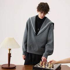 Sailor Collar High-Neck Sweatshirt