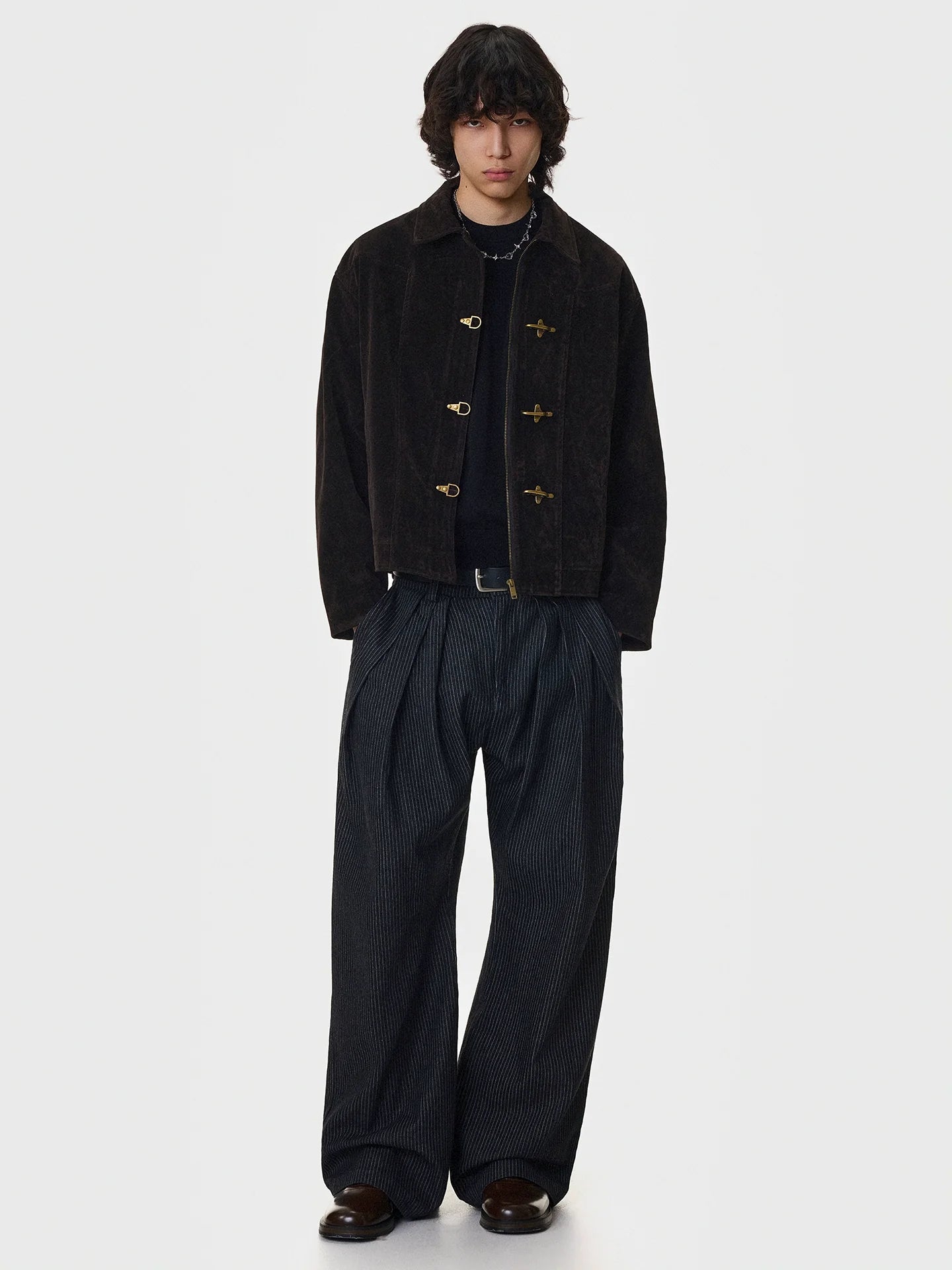 Toggle Closure Suede Cropped Jacket