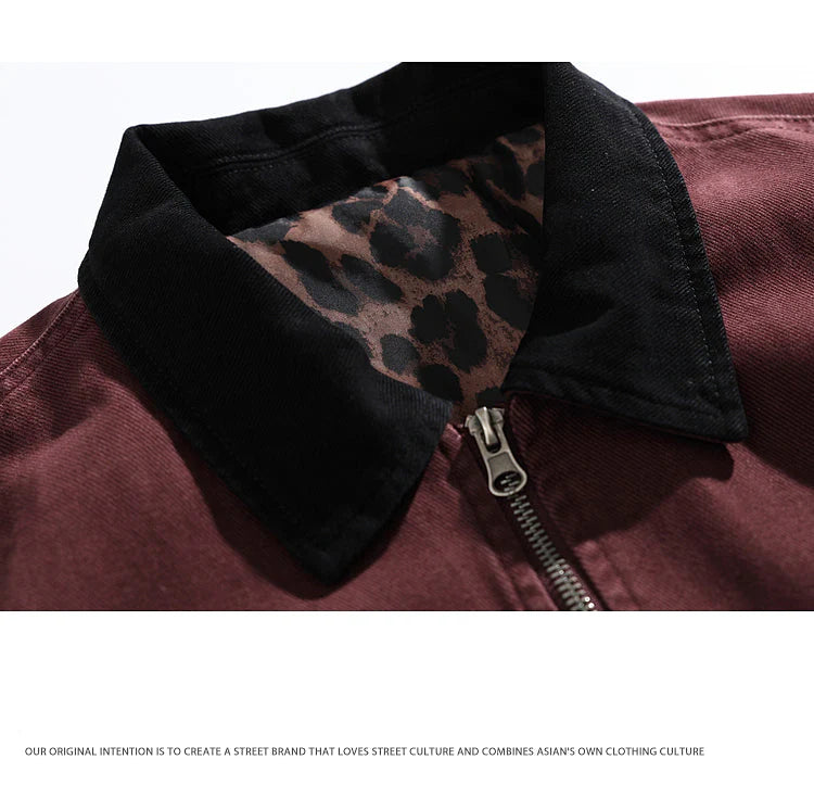 Contrast Lapel Loose Jacket
