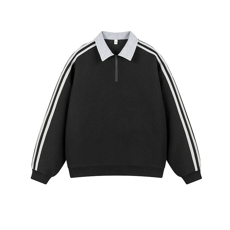 Half-Zip Three-Stripe Polo Sweatshirt