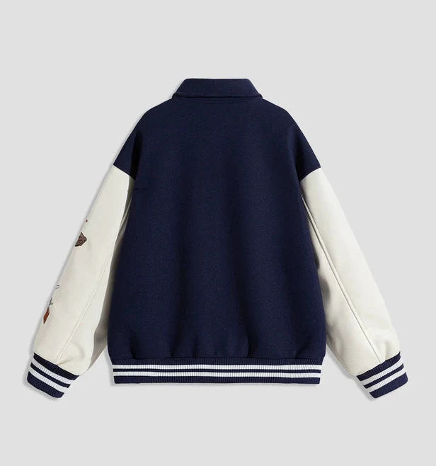 Embroidered Patchwork Varsity Baseball Jacket