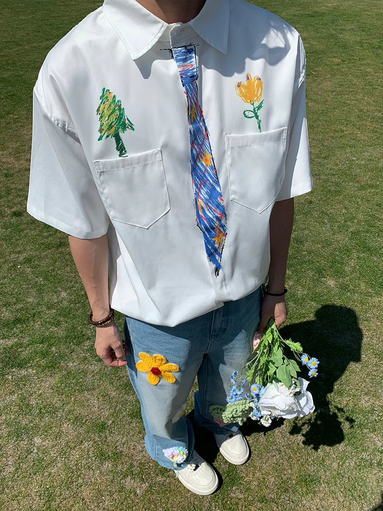 Hand-painted Graffiti Short-sleeve Shirt