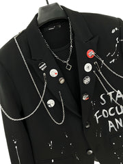 Graffiti Chain Detail Loose Jacket