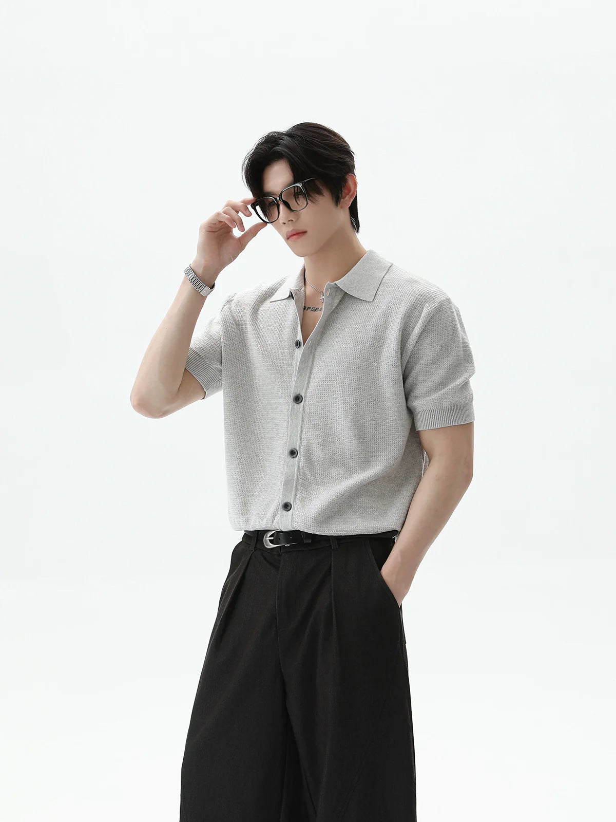 Front buttons Short Sleeve Knit Cardigan