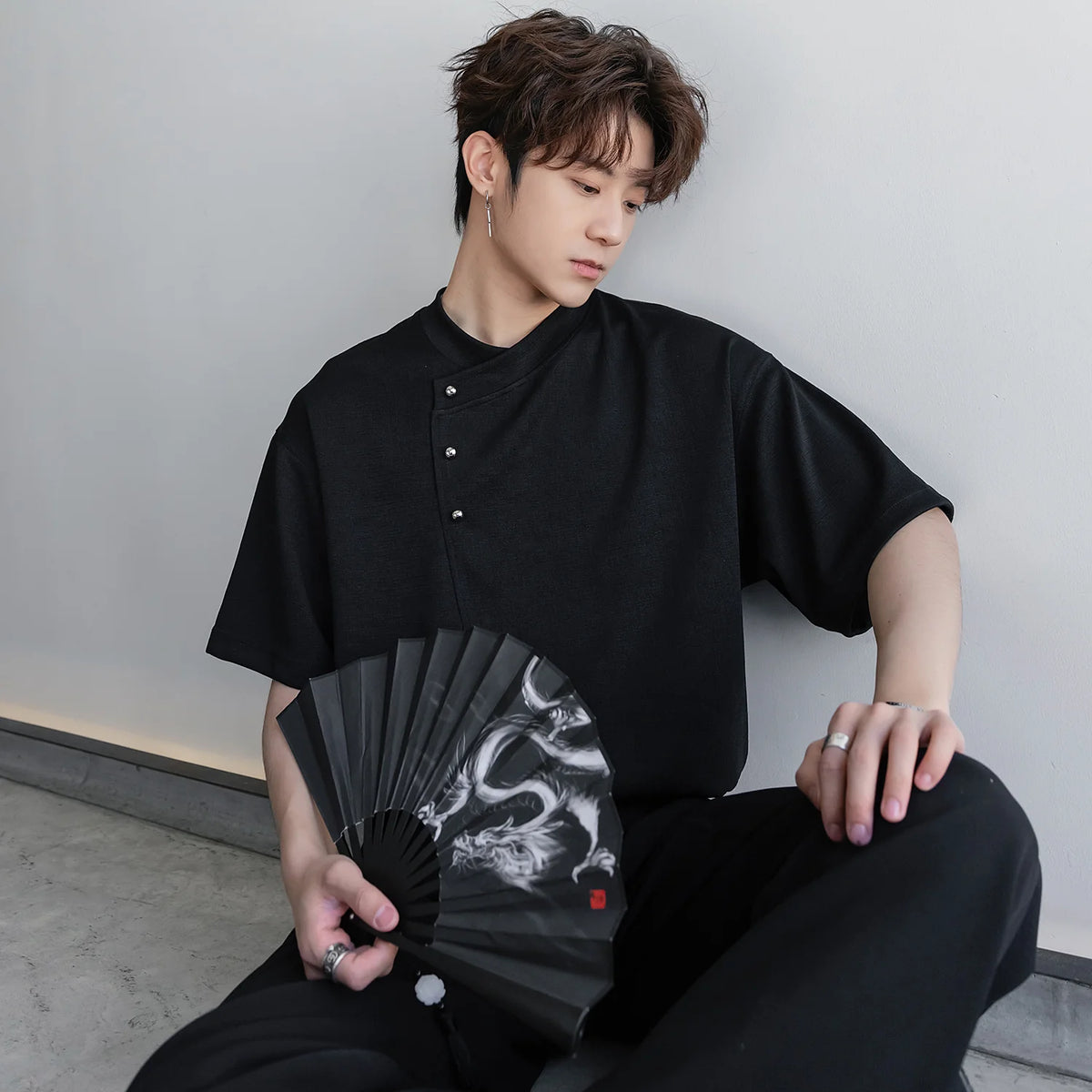 Button Short-Sleeve T-shirt