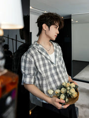 Plaid Short-Sleeve Casual Shirt