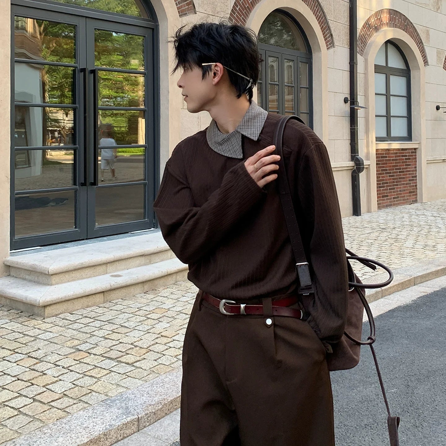 Oblique Placket Long Sleeve Pullover