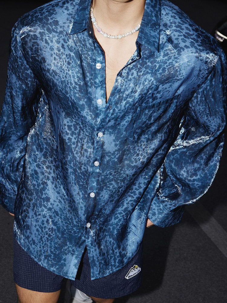 Diamond Shine Leopard Print Loose Shirt