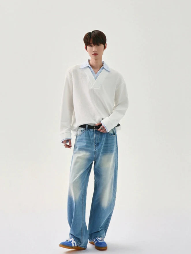 Contrast Color Lapel Polo Shirt