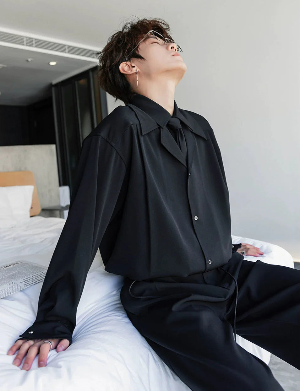 Two-Piece Long-Sleeve Tie Shirt