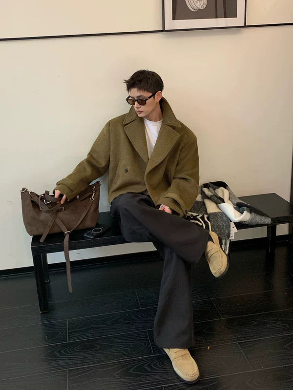 Oversized Wool Short Lapel Jacket