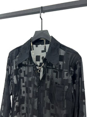 Mesh Pattern Loose Fit Sheer Shirt