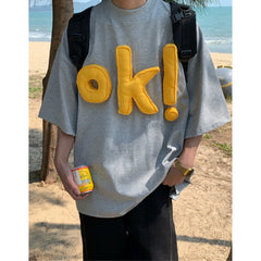 3D Letter Graphic Loose Fit T-Shirt
