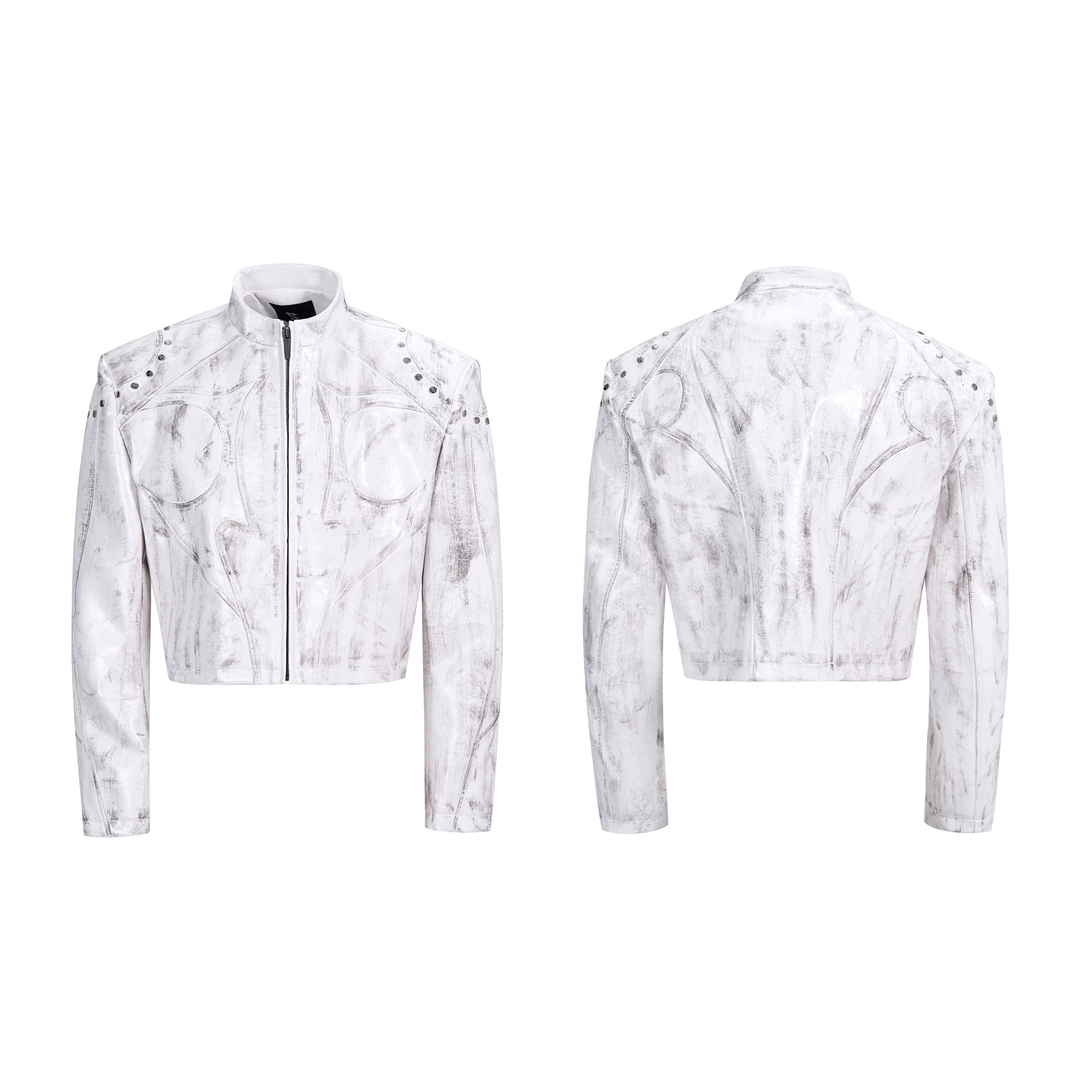 Stand Collar Leather Motorcycle Jacket