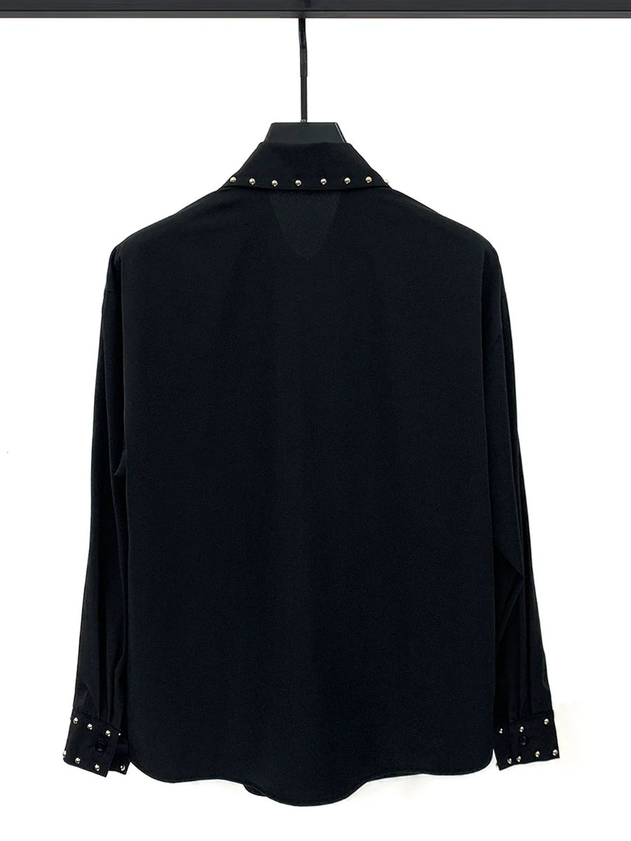 Rivet Detail Casual Long Sleeve Shirt