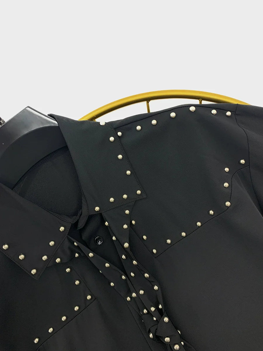 Rivet Detail Casual Long Sleeve Shirt