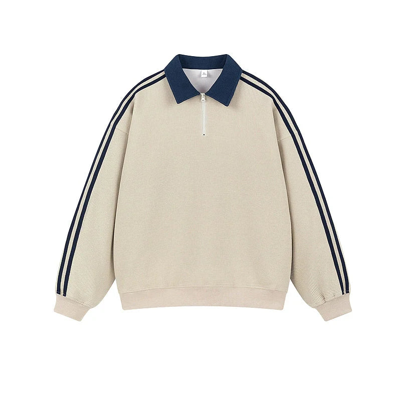 Half-Zip Three-Stripe Polo Sweatshirt