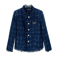 Plaid Tweed Raw Edge Jacket