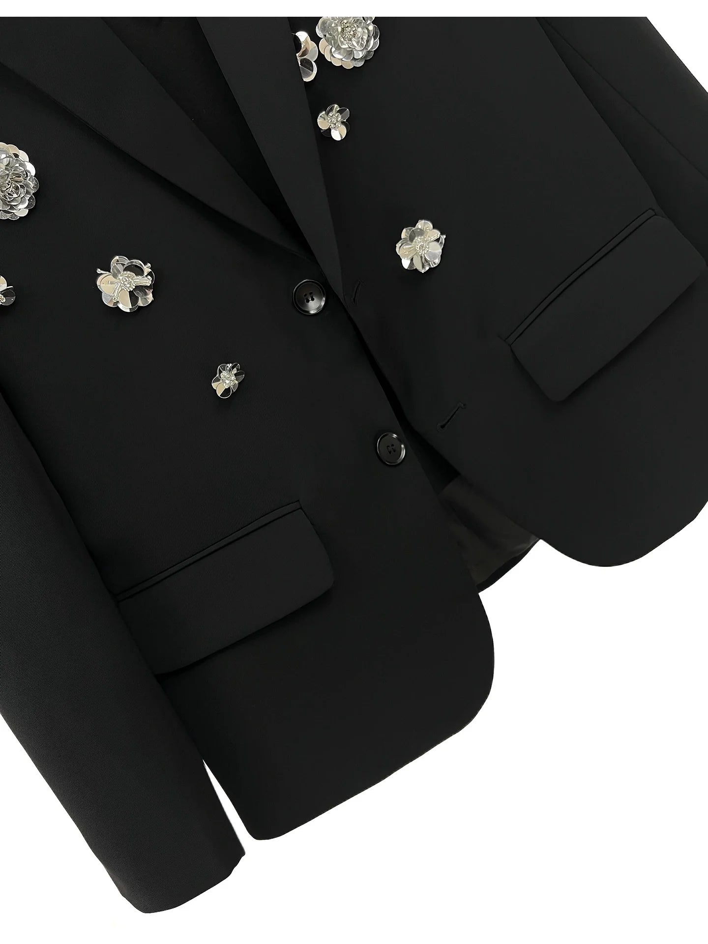Rose Embellishments Loose Fit Suit Jacket