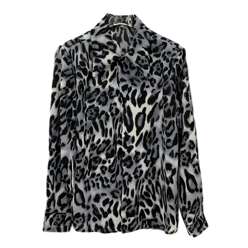 Leopard Print Loose Fit Button-Up Shirt