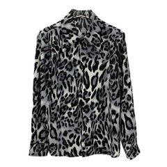 Leopard Print Loose Fit Button-Up Shirt