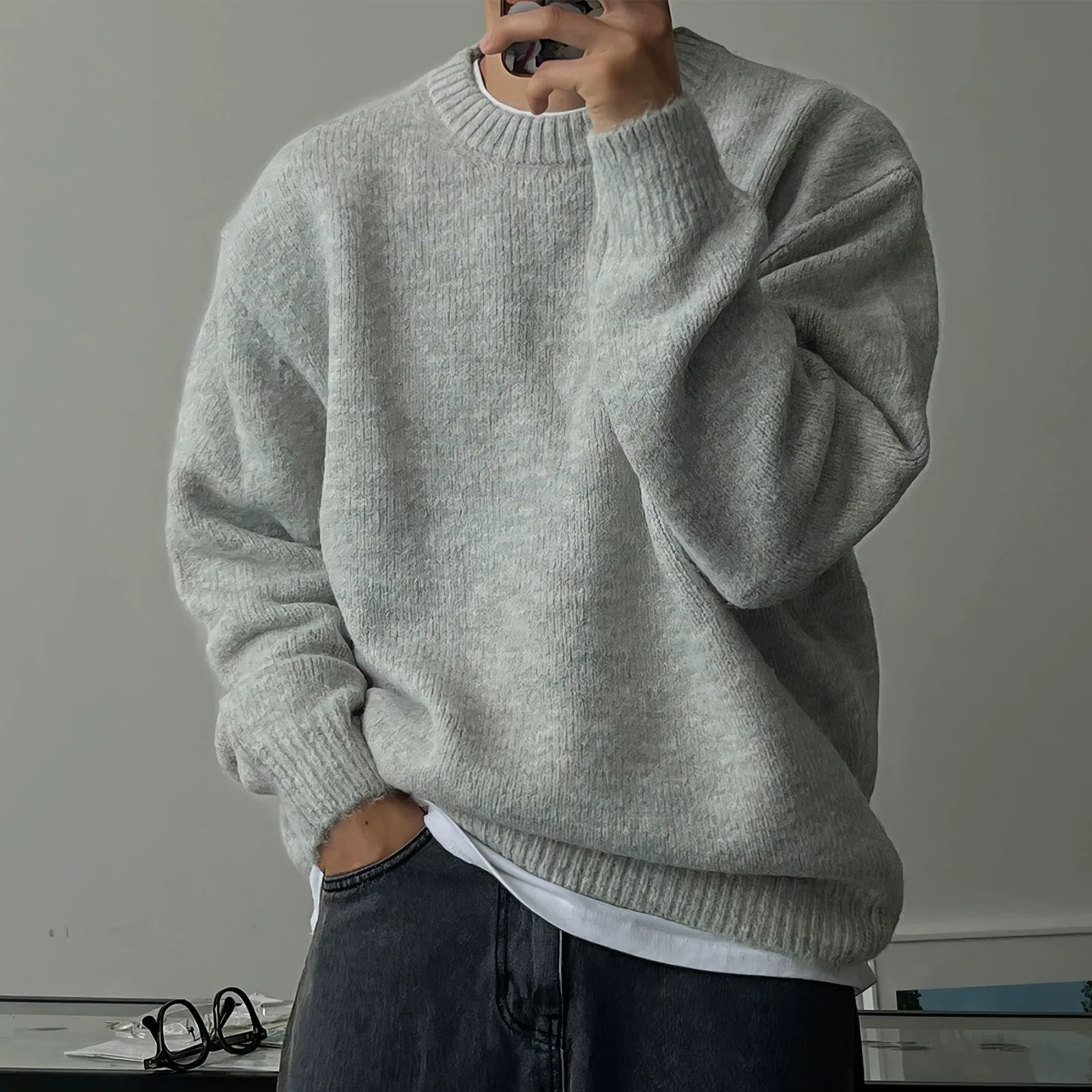 Round Neck Thick Knit Sweater
