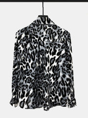 Leopard Print Loose Fit Button-Up Shirt