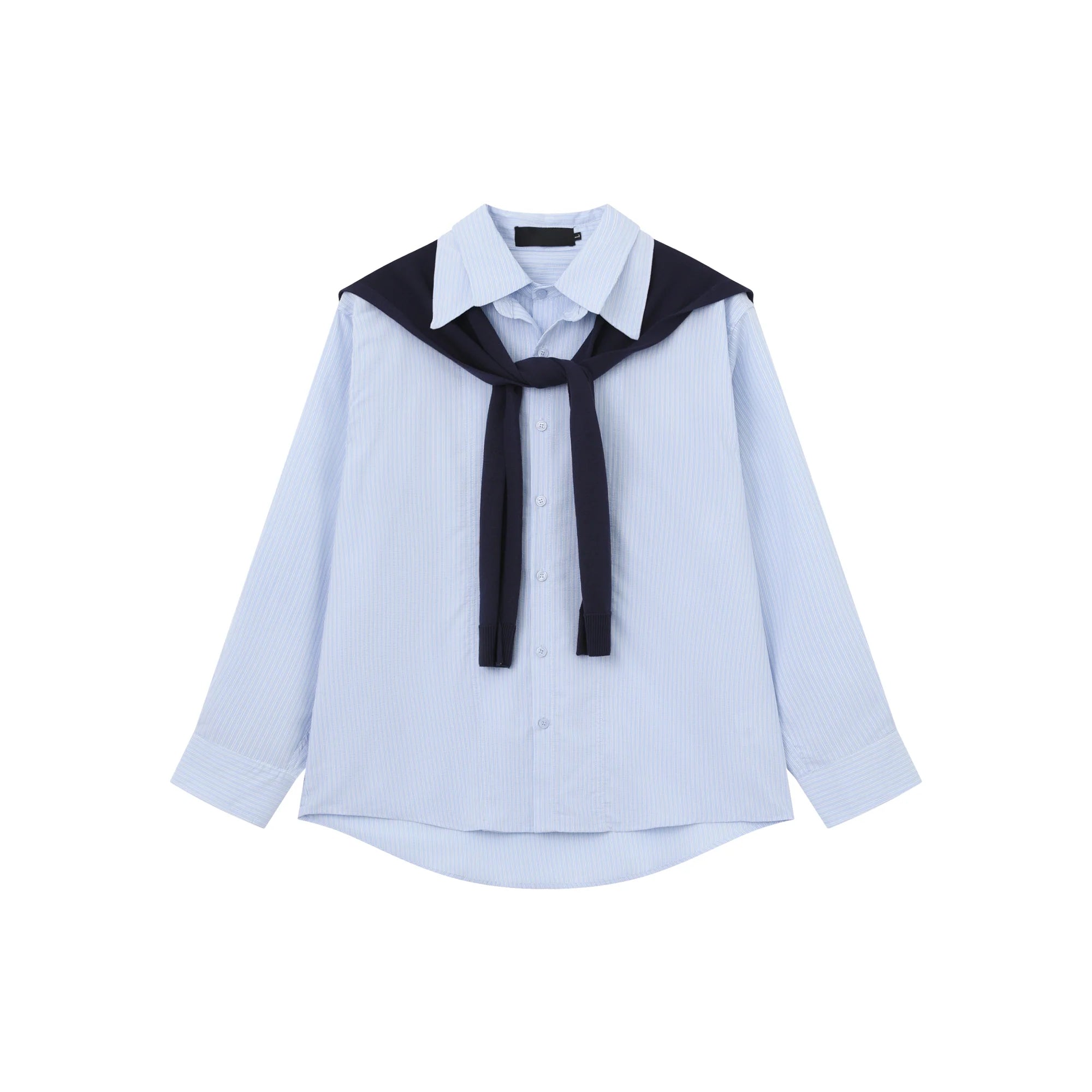 Detachable Shawl Striped Shirt