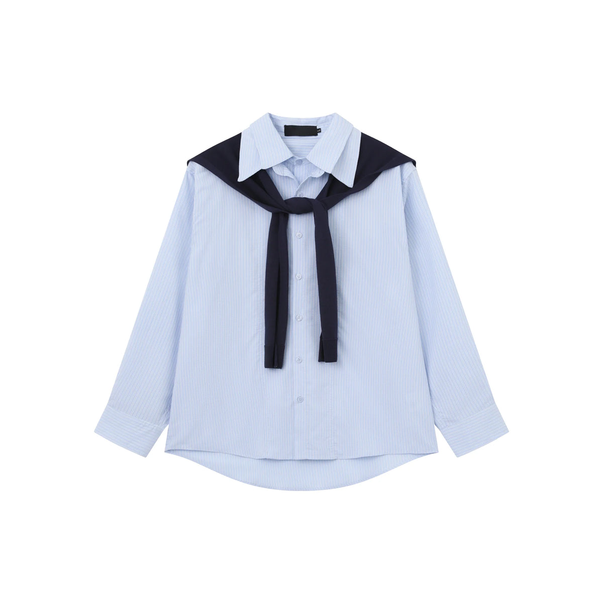 Detachable Shawl Striped Shirt