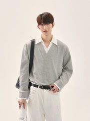 Contrast Color Lapel Polo Shirt