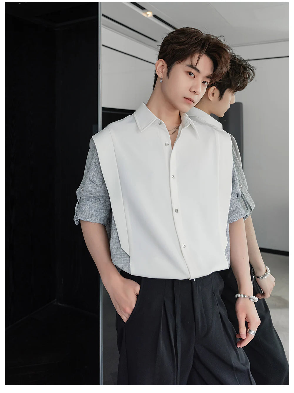 Colorblock Button-Down Shirt