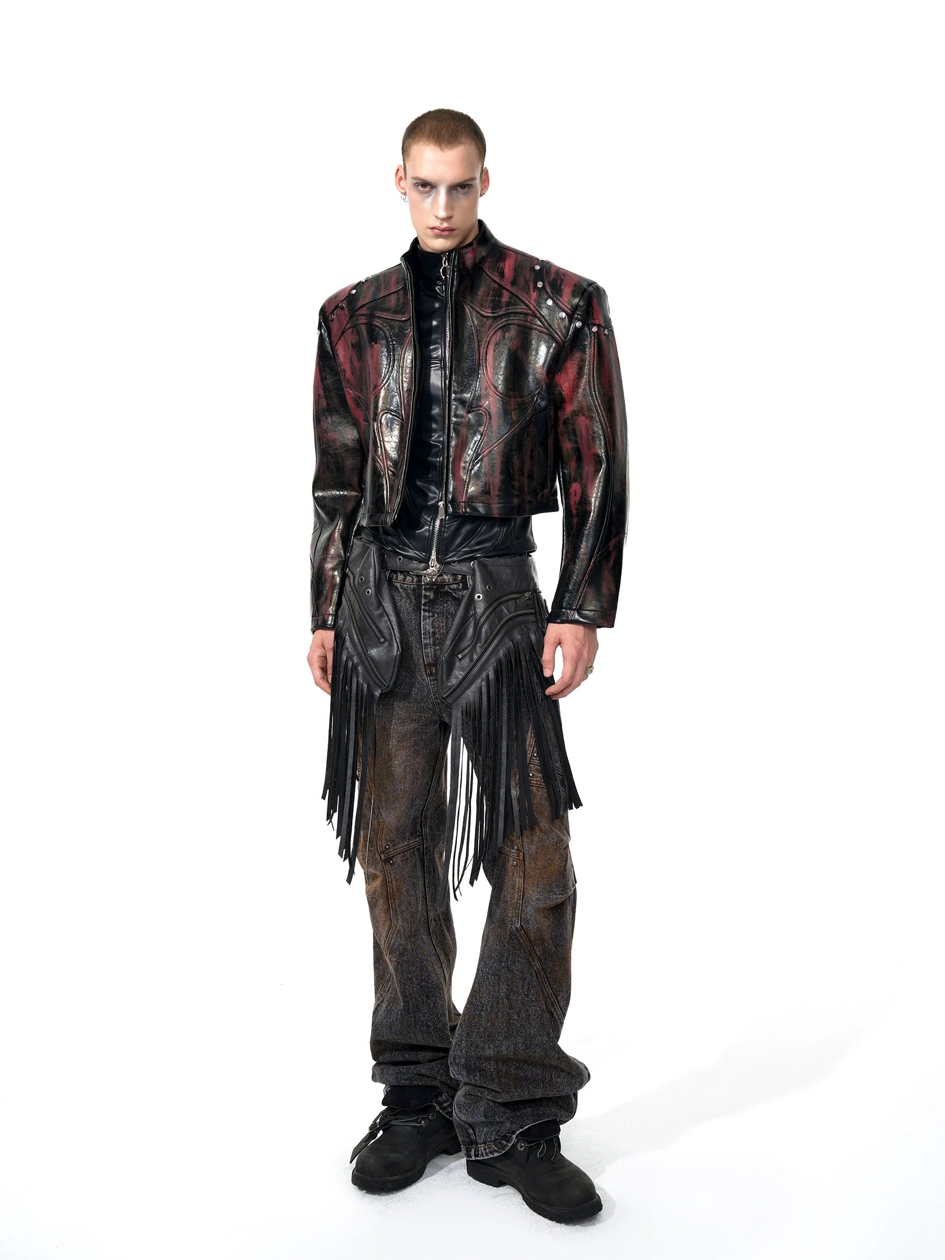 Stand Collar Leather Motorcycle Jacket