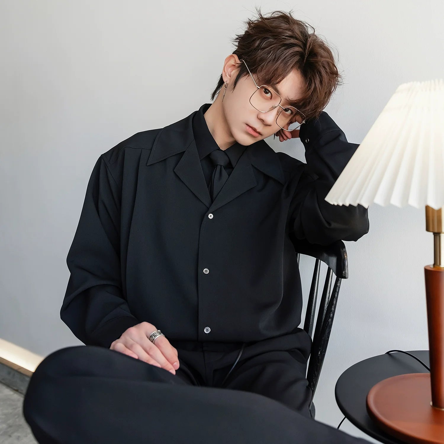 Two-Piece Long-Sleeve Tie Shirt