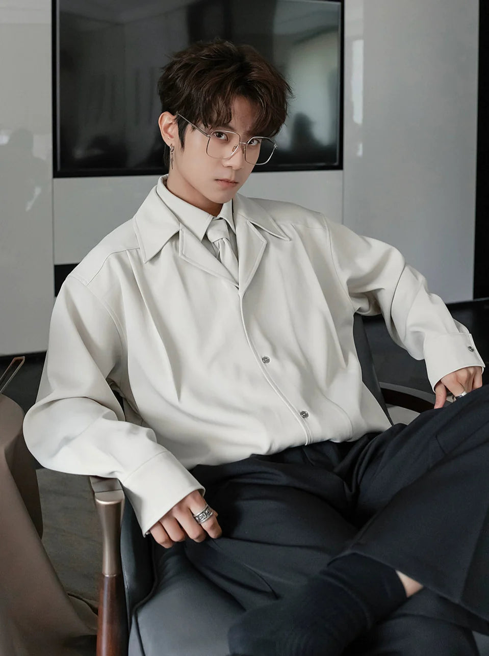 Two-Piece Long-Sleeve Tie Shirt