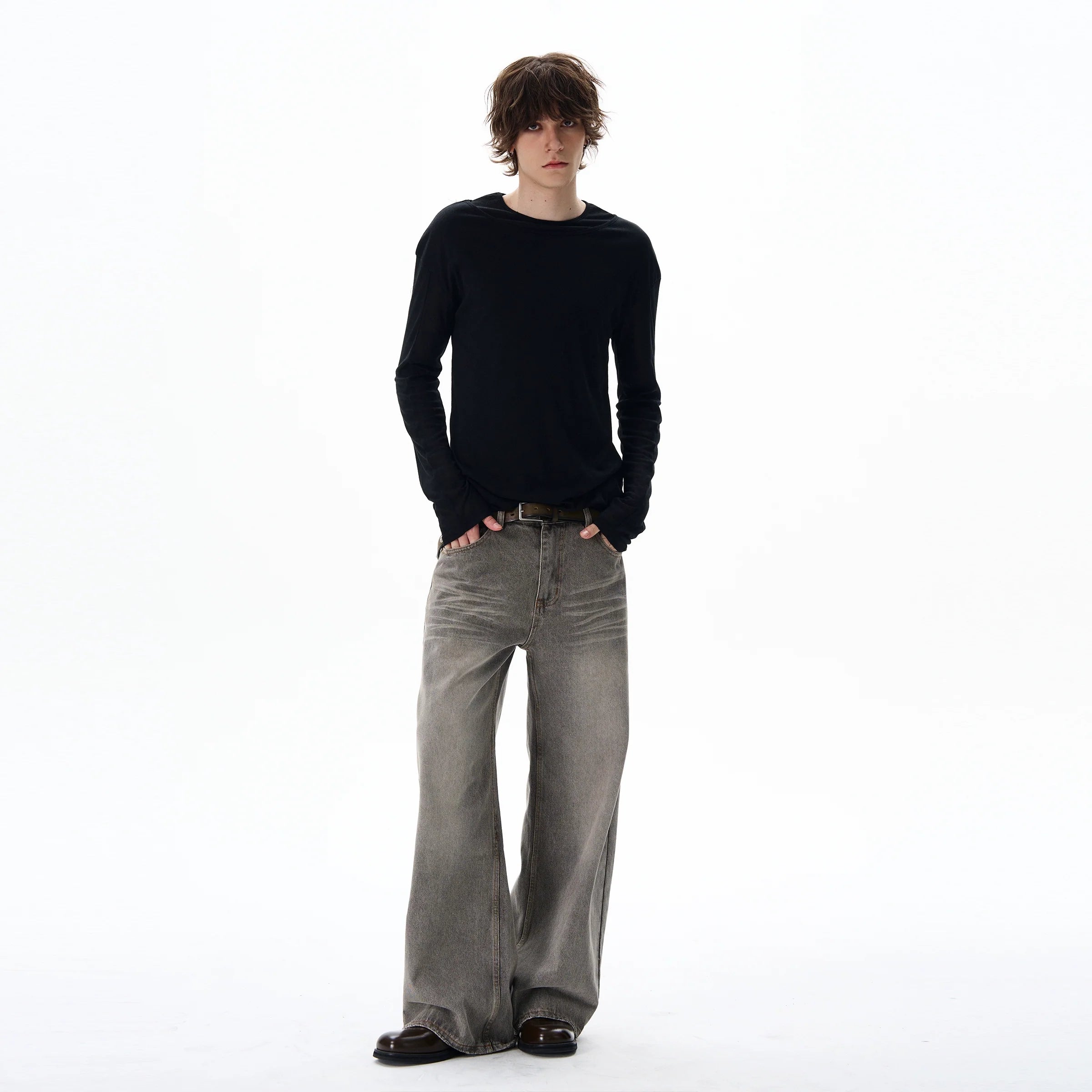 Double-Layer Collar Long-Sleeve Pullover