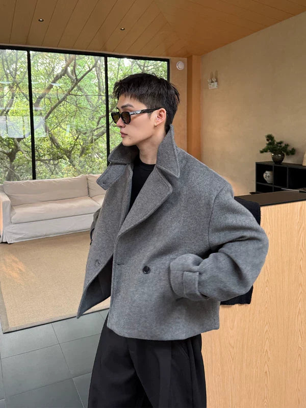 Oversized Wool Short Lapel Jacket