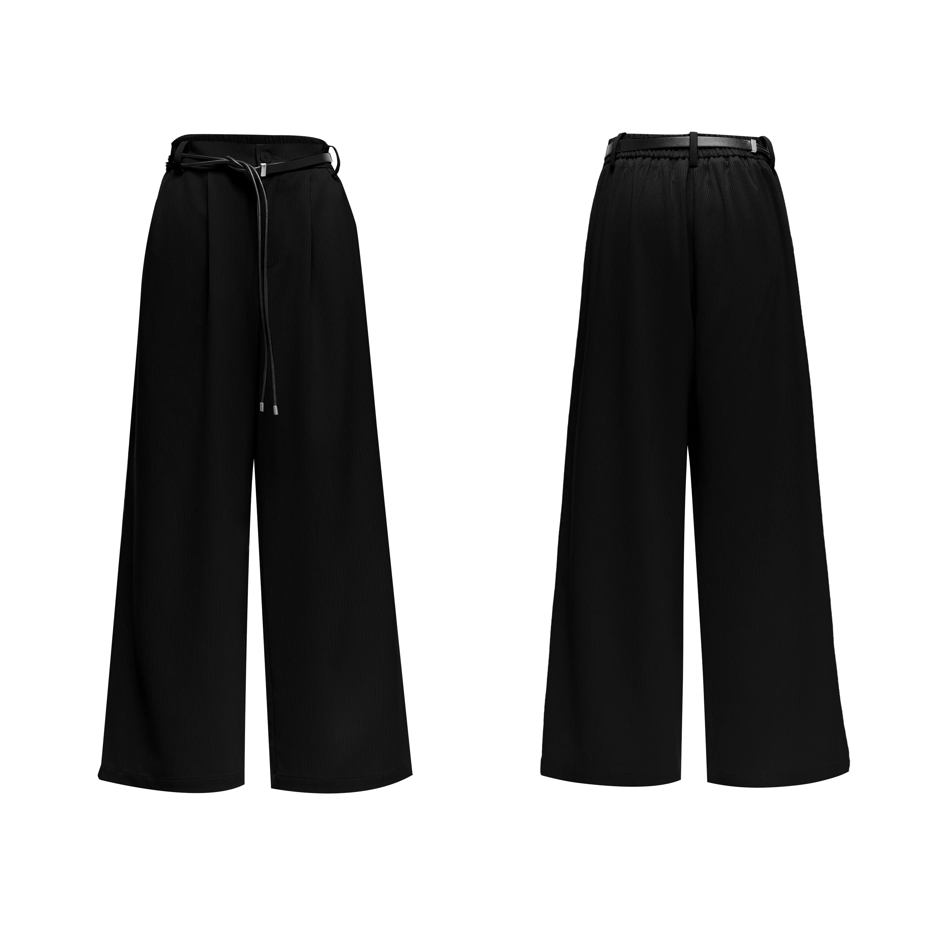 Flowing Scarf Shirt and Wide-Leg Pants