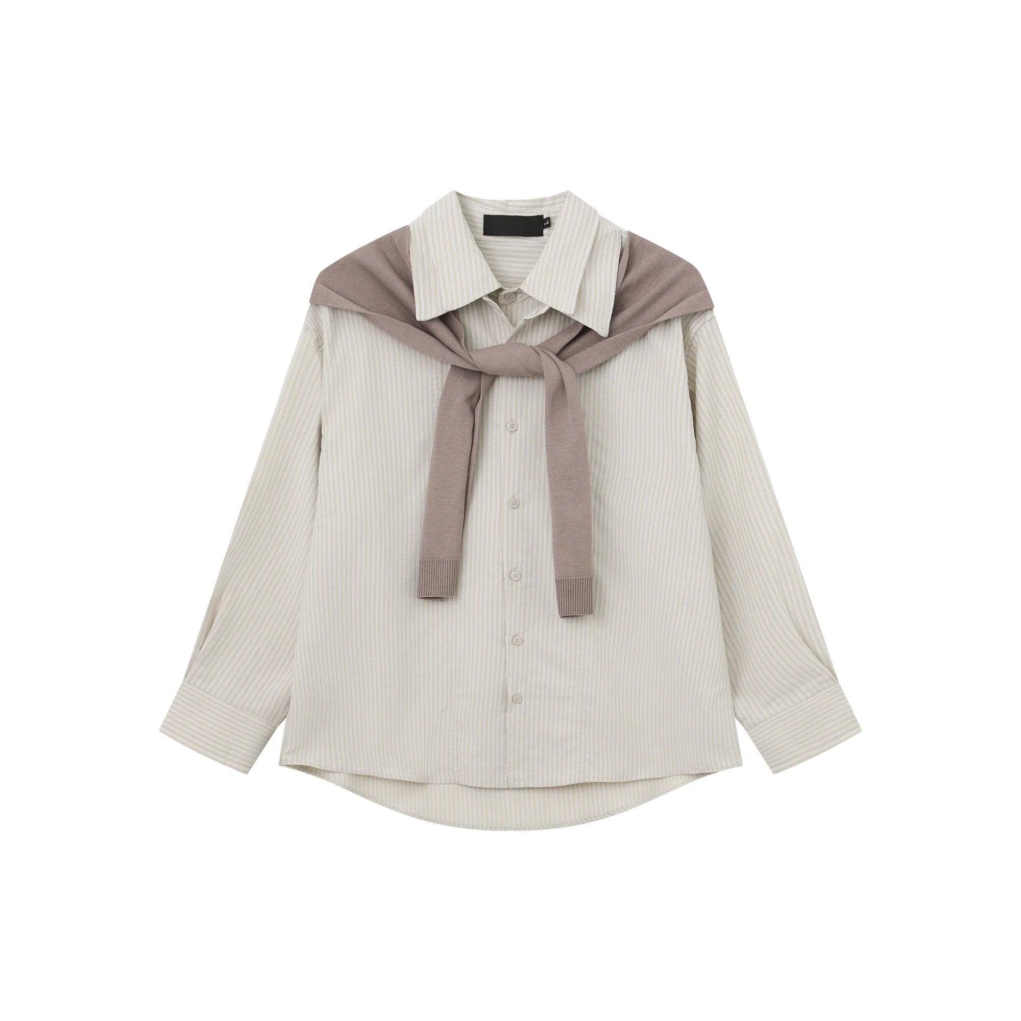 Detachable Shawl Striped Shirt