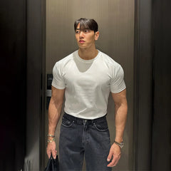 Round Neck Short Sleeve Fitness Shirt